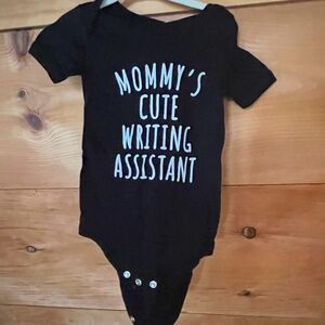 Black onesie - 6-12 month "Mommy's Cute Writing Assistant"